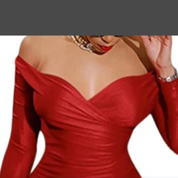 Amazon Dresses & Skirts - Red RUCHED  Wrap Front Long Sleeve  Top Size XL